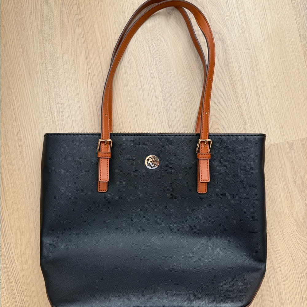 Anne Klein Black Laptop Bag with Brown Straps (used once)